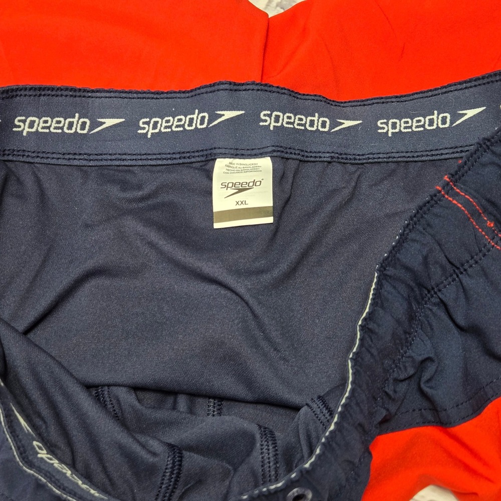 Speedo Mens XXL Swim Trunks Red Navy Blue Cargo Pocket Mesh Liner Board Shorts - Picture 5 of 11